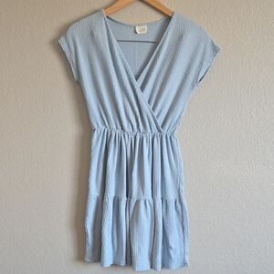 Caution To The Wind Sky Blue Wrap Mini Dress
